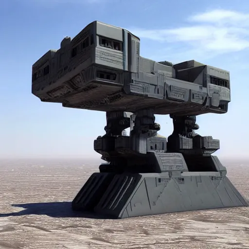 Image similar to Sci-Fi industrial futuristic Brutalism huge carrier vehicle desert