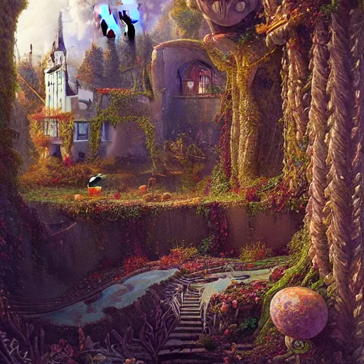 Image similar to paint surrealist 👁🏰🍄, ferdinand knab, 4 k