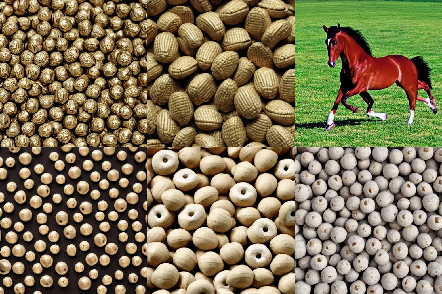 Prompt: hundreds of cocnuts in the shape of a running horse