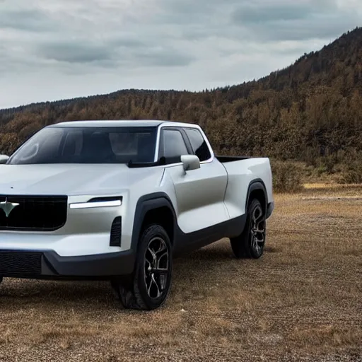 Prompt: A Pickup truck designed and produced by Polestar in the production year of 2022, promotional photo