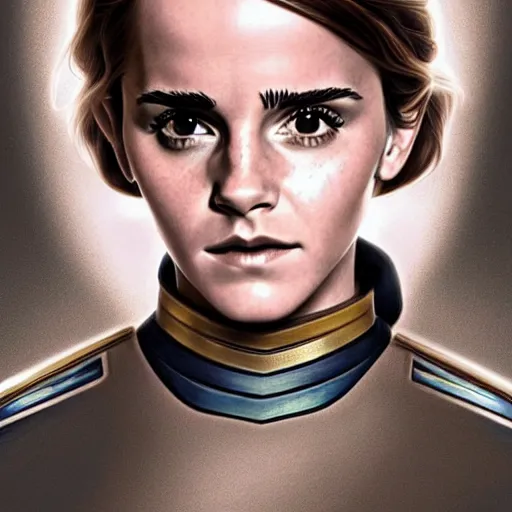 Image similar to beautiful detailed picture of emma watson as a star fleet officer from star trek next generation, radiant light, art nouveau, intricate, elegant, highly detailed, symmetrical face, my rendition, digital painting, artstation, concept art, smooth, sharp focus, illustration, art by artgerm and greg rutkowski and alphonse mucha