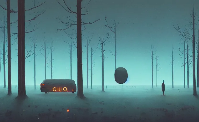 Image similar to a moment of introspection, fantasy, simple, serence, beautiful, meditation, calm, blue by simon stalenhag