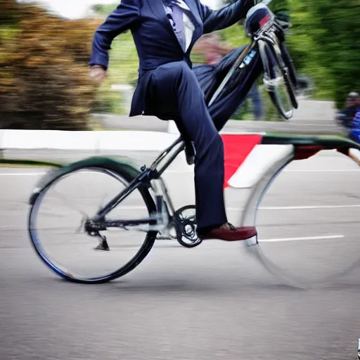 Image similar to ultra realistic photo of joe biden falling off of his bike, film, perfect face, in the style of a candid photo