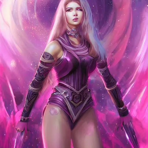 Prompt: a pink goddess mystic female warrior leader by ross tran digital artwork business leader