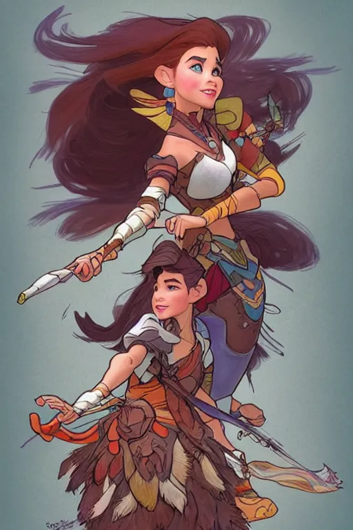 Prompt: pencil spot illustrations of various disney characters combined with a horizon zero dawn 2 aesthetic, d & d, fantasy, intricate, elegant, highly detailed, digital painting, artstation, concept art, matte, sharp focus, illustration, hearthstone, art by bridgeman and artgerm and greg rutkowski and alphonse mucha and ruan jia and conrad roset