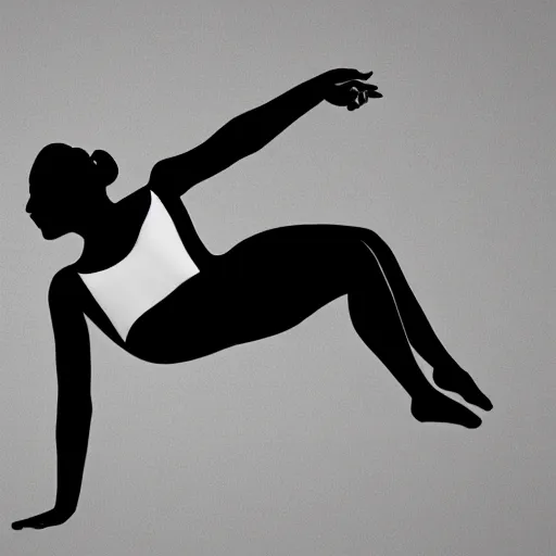 Image similar to clean black and white print, logo of stylized gymnast silhouette forming a symmetric heart