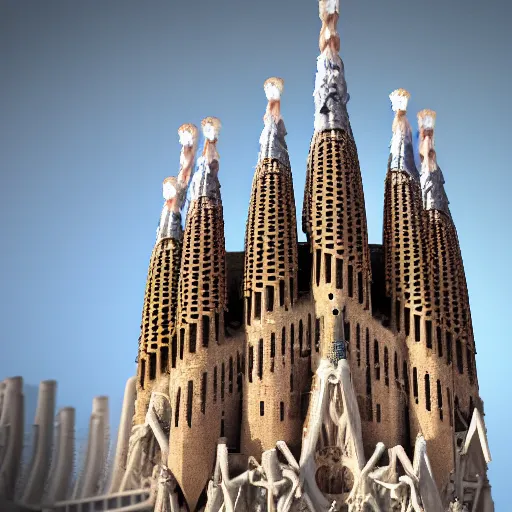 Image similar to sagrada - familia - empire state hybrid, architectural render, cg society