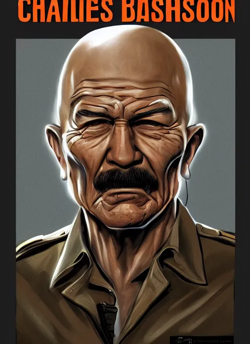 Image similar to charles bronson, cover art by stephen bliss, artstation