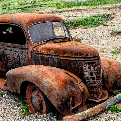 Image similar to broken down rusty old car