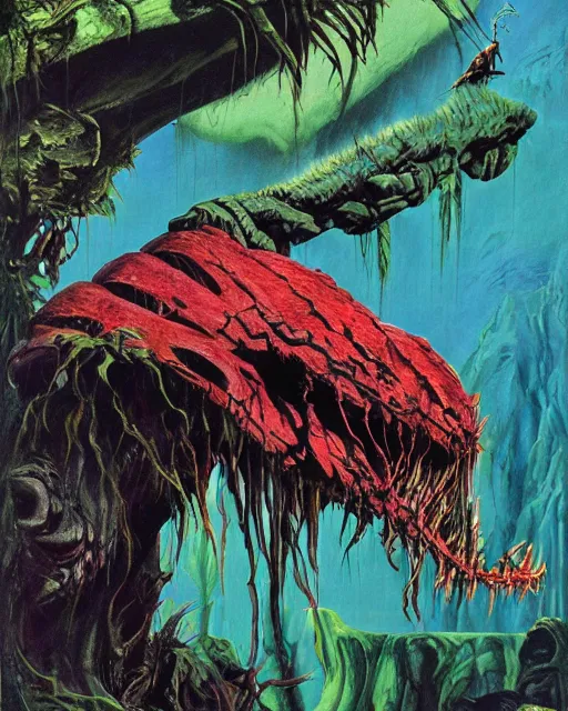 Image similar to roger dean art of predator ( 1 9 8 7 )