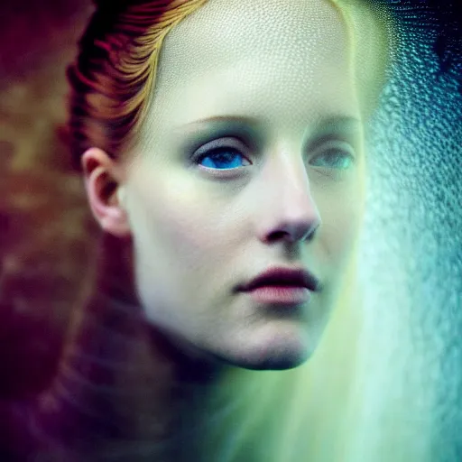Prompt: close photographic portrait of a stunningly beautiful english renaissance female in deep god rays water, caustics, soft focus, contemporary fashion shoot, hasselblad nikon, in a denis villeneuve and tim burton movie, by edward robert hughes, annie leibovitz and steve mccurry, david lazar, jimmy nelsson, extremely detailed, breathtaking, hyperrealistic, perfect face