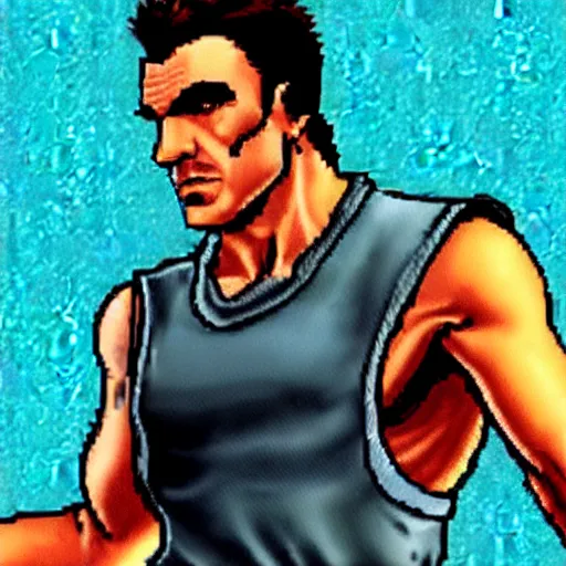 Image similar to portrait of daniel day - lewis in double dragon video game splash screen