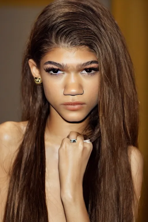 Prompt: A portrait photograph of Zendaya by Terry Richardson Ultra detailed, hyper realistic, 4k