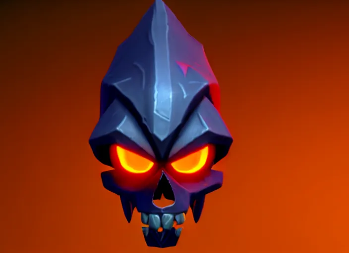 Prompt: cloaked skull, stylized stl, 3 d render, activision blizzard style, hearthstone style, crash bandicoot artstyle