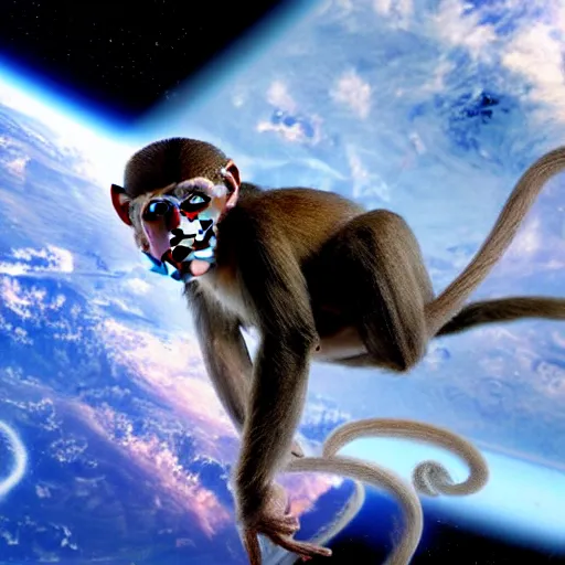 Image similar to still of a monkey in space