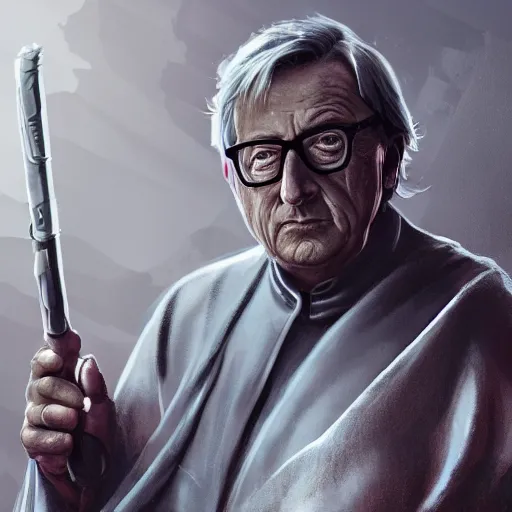 Image similar to Jean-Claude Juncker as a sith lord, post-apocalyptic, Munich, wlop, artstation