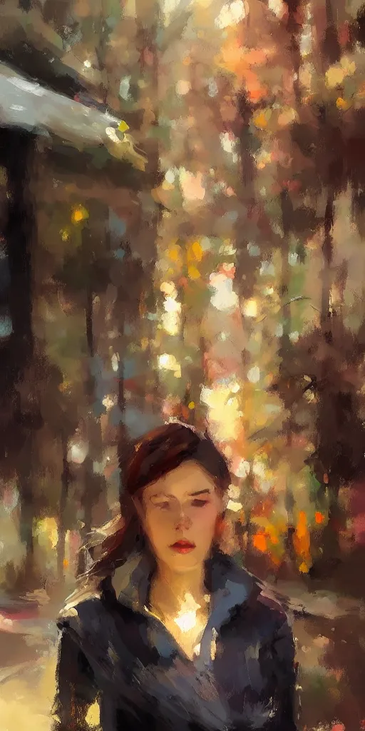 Image similar to very very very aesthetic stunning portrait of a woman in a serene environment by Antoine Blanchard, artstation, art deco, cinematic lighting