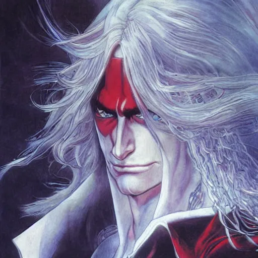 Image similar to A portrait of Alucard from Castlevania Symphony of the Night, very beautiful painting by Ayami Kojima