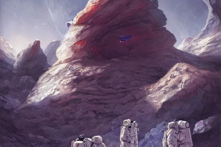 Prompt: a beautiful artwork illustration, astronauts with flashlights stand in front of a giant obsidian monolith on the moon, by greg rutkowski and jesper ejsing and raymond swanland, featured on artstation, wide angle, vertical orientation