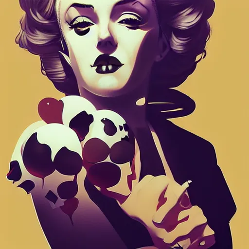 Prompt: anime skull portrait woman, balloons, marilyn monroe, elegant, highly detailed, hard shadows and strong rim light, art by jc leyendecker and atey ghailan and sachin teng