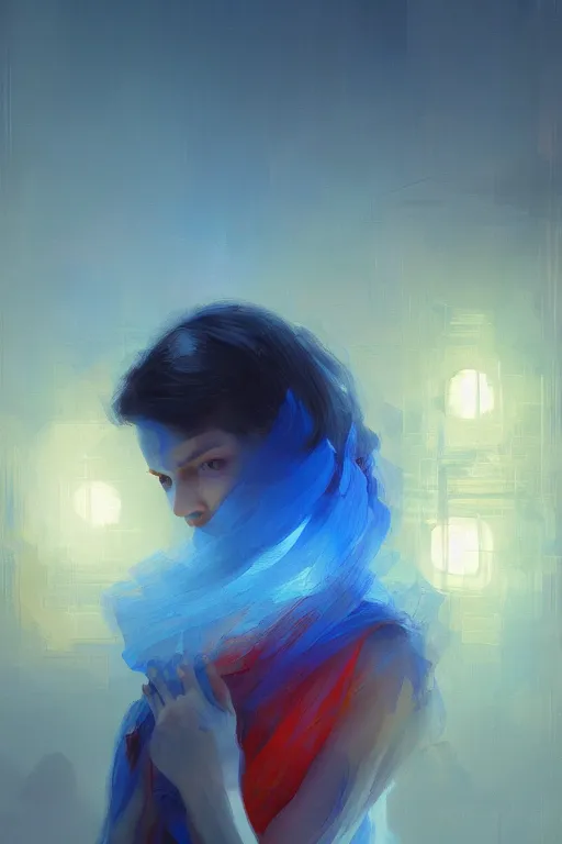 Image similar to nenufar, colorful, blue backgroung,clean, joyful, intricate, elegant, volumetric lighting, digital painting, highly detailed, artstation, sharp focus, illustration, concept art, ruan jia, steve mccurry