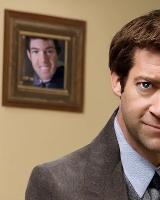 Image similar to jim halpert as a muppet. highly detailed felt. hyper real photo. 4 k.