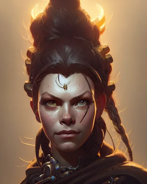 Image similar to brigitte from overwatch, character portrait, concept art, intricate details, highly detailed by greg rutkowski, michael whelan and gustave dore