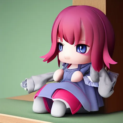 Image similar to cute fumo plush of a girl who likes to play with knives, bladework girl, vray