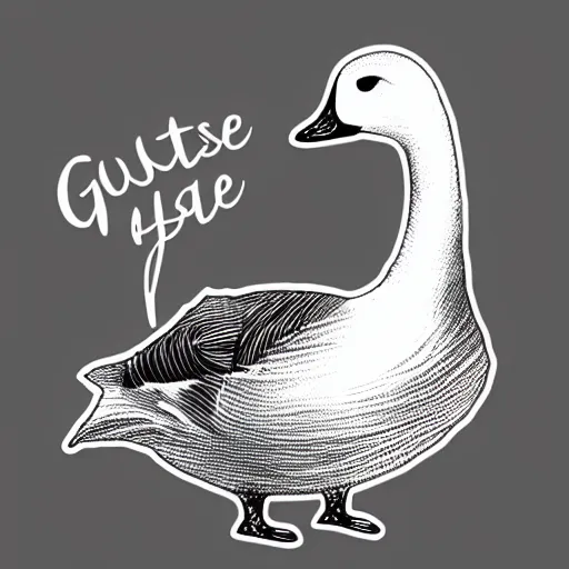 Image similar to cute goose, cute face, full body, chubby, sticker concept design