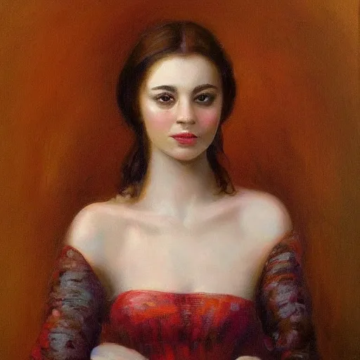 Image similar to portrait of a beautiful 🌺 young woman by cheval michael