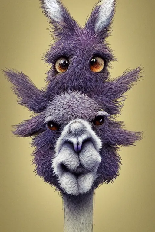 Prompt: A cutest adorable furry llama portrait made of dreams and hopes, 4k hd storybook illustration by Brian Froud, Geoff Darrow, Moebius, Beeple, detailed illustration, #oc, Artstation, CGsociety, behance