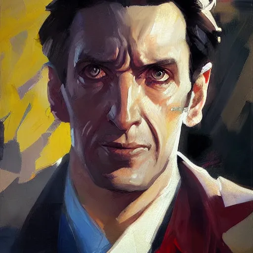 Image similar to greg manchess portrait painting of doctor who as overwatch character, medium shot, asymmetrical, profile picture, organic painting, sunny day, matte painting, bold shapes, hard edges, street art, trending on artstation, by huang guangjian and gil elvgren and sachin teng