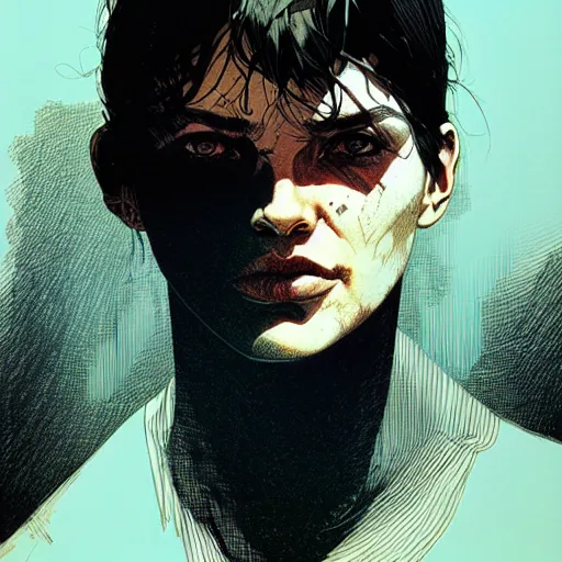 Prompt: portrait soft light, by killian eng and bernie wrightson and martin deschambault and conrad roset, inspired by mad max, etching, fine, sharp high detail,