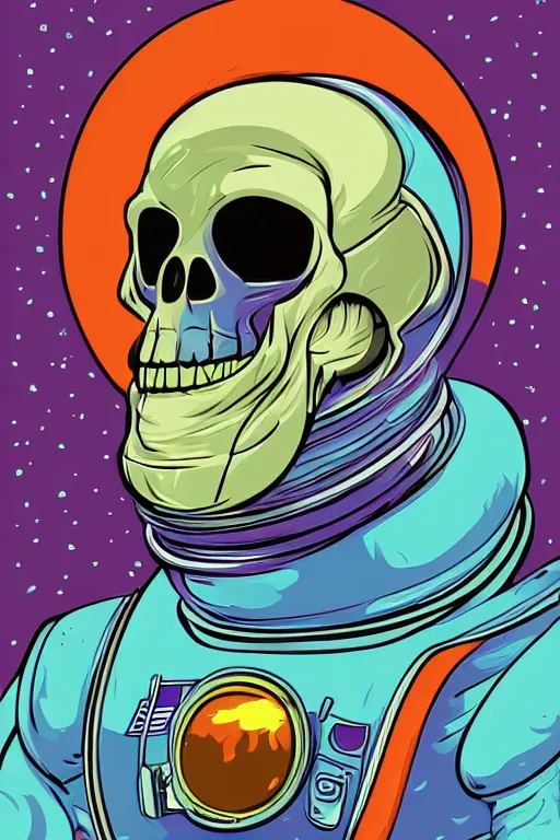 Image similar to portrait of a astronaut skeletor, art by ori toor, sticker, colorful, illustration, highly detailed, simple, smooth and clean vector curves, no jagged lines, vector art, smooth