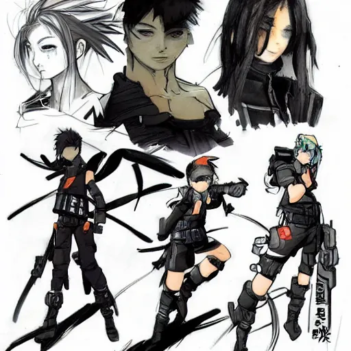 Prompt: 14 year old kristina pimenova, in the style of yoji shinkawa and naruto, epic concept art