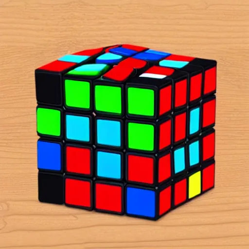 Prompt: ultra complex 5 * 7 * 9 rubiks cube, impossible to solve, hyperreal, confusing perspective, clear colours.