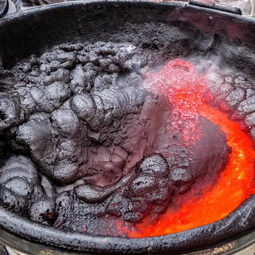 Prompt: a bubbling cauldron of molten lava