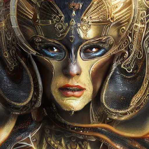 Image similar to Very very very very highly detailed epic photo of face with beautiful ornamental venetian mask, intricate, dystopian, sci-fi, extremely detailed, digital painting, artstation, concept art, smooth, sharp focus, illustration, intimidating lighting, incredible art by Artgerm and Vincent di Fate and Anton Pieck