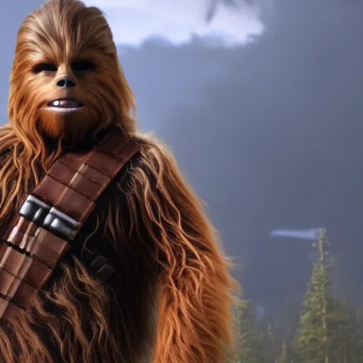 Prompt: Film still of Chewbacca, from Red Dead Redemption 2 (2018 video game)