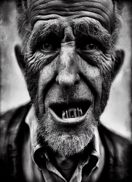 Image similar to handsome anthropomorphic mangle by lee jeffries, gelatin silver process