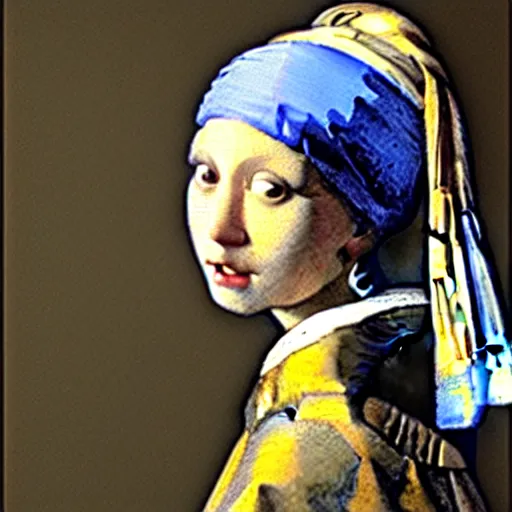 Image similar to johannes vermeer, cat with a pearl earring, 1 6 6 5