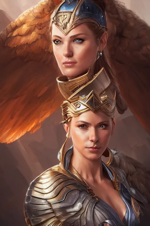 Image similar to amazon valkyrie athena, d & d, fantasy, portrait, highly detailed, headshot, digital painting, trending on artstation, concept art, sharp focus, illustration, art by artgerm and greg rutkowski and magali villeneuve