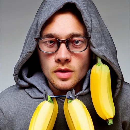 Image similar to a hoodie made from bananas, realistic photo, advertising photography