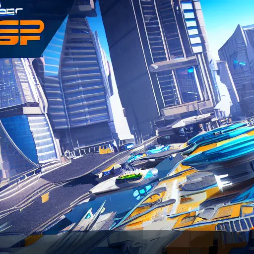 Prompt: cityscape from wipeout playstation ultra detailed 4 k unreal engine artstation