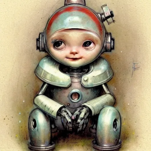 Image similar to ( ( ( ( ( 1 9 5 0 s robot elf baby. muted colors. ) ) ) ) ) by jean - baptiste monge