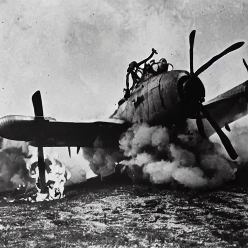 Image similar to ww 2 photo of a stuka dive bomber going up in flames