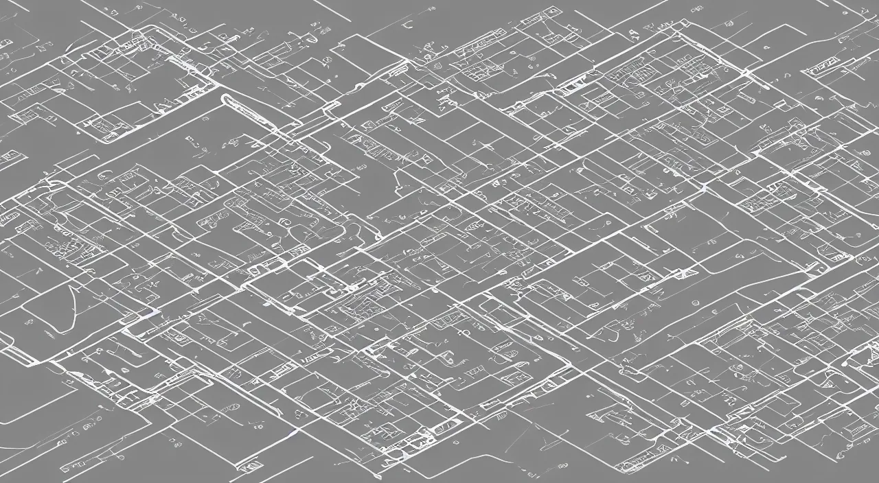 Prompt: exploded axon schematic drawinf of a typical city block, in vector drawing style of charles williams