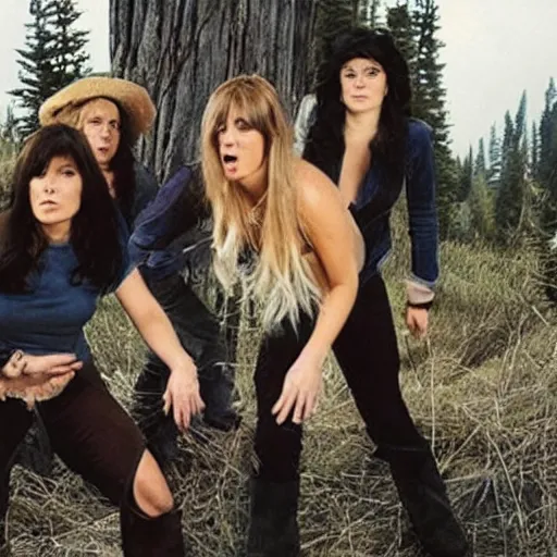 Prompt: women are Sasquatch playing in a rock band