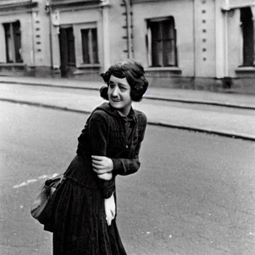 Prompt: photo of young woman by bert hardy