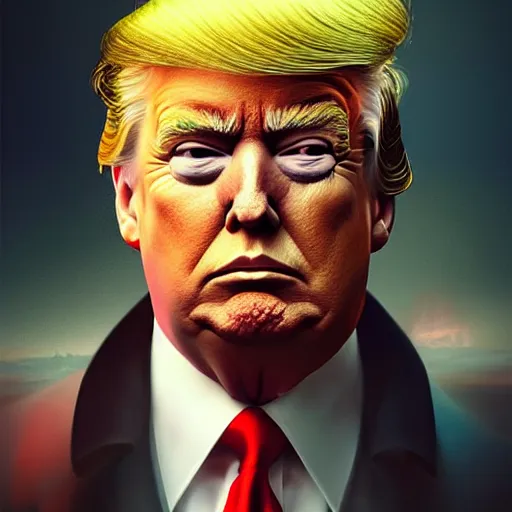 Image similar to donald trump, lord of the undead, portrait painting, medium shot, asymmetrical, profile picture, organic painting, sunny day, matte painting, bold shapes, hard edges, street art, trending on artstation, by huang guangjian, m and gil elvgren and sachin teng